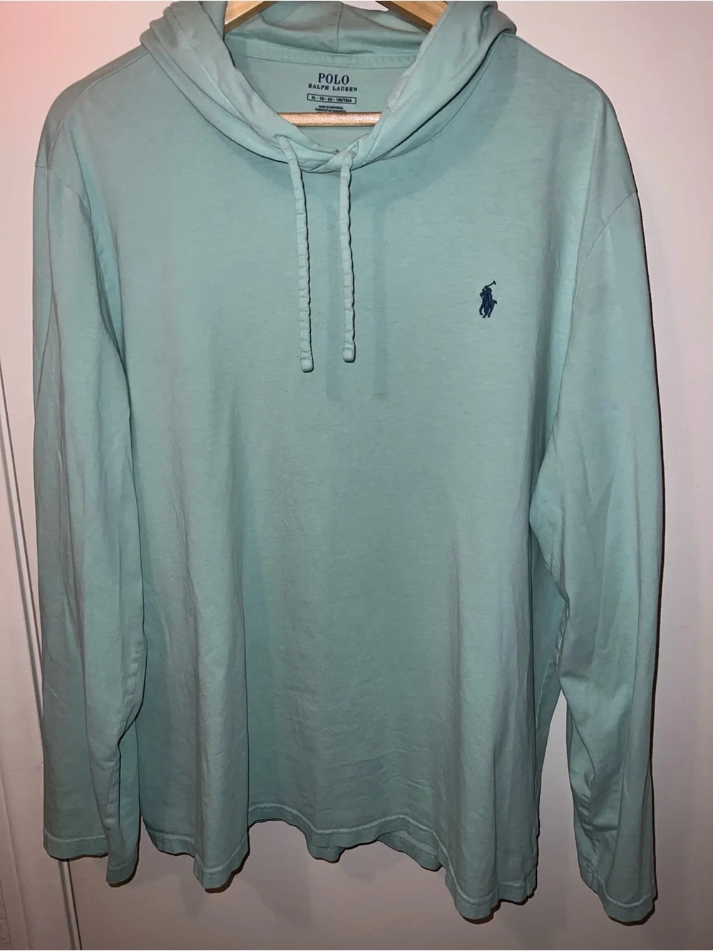 Polo Ralph Lauren Men’s XL Seafoam Green Lightweight Hooded Shirt Pony Logo
